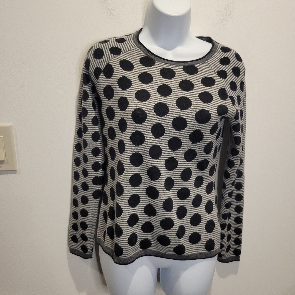Title Nine Size Xs Black/Gray Polka Dot Wool Blend Sweater